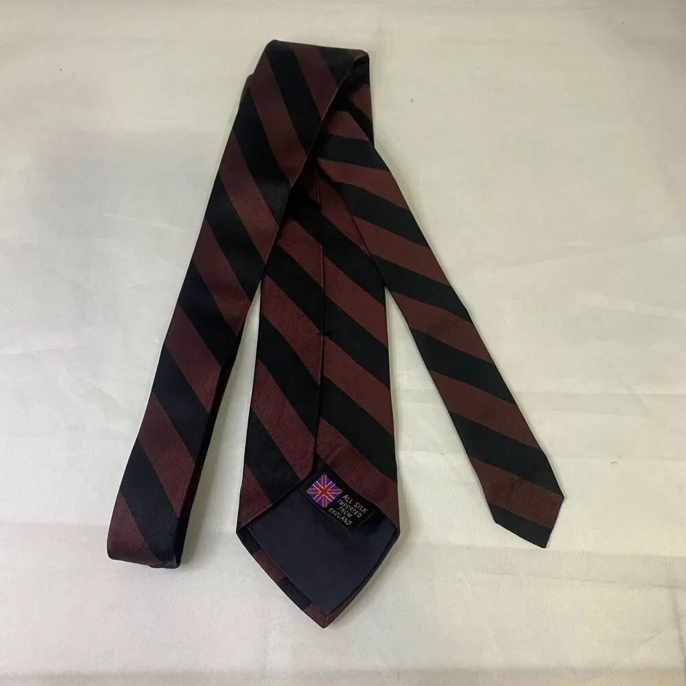 #6622 Maroon and Black Mens Striped Necktie, Tie